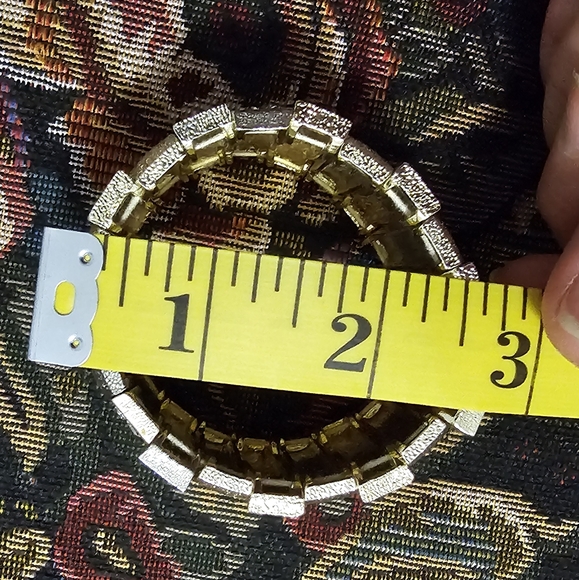 Monet vintage gold tone rhinestones  elastic bracelet - Picture 3 of 12